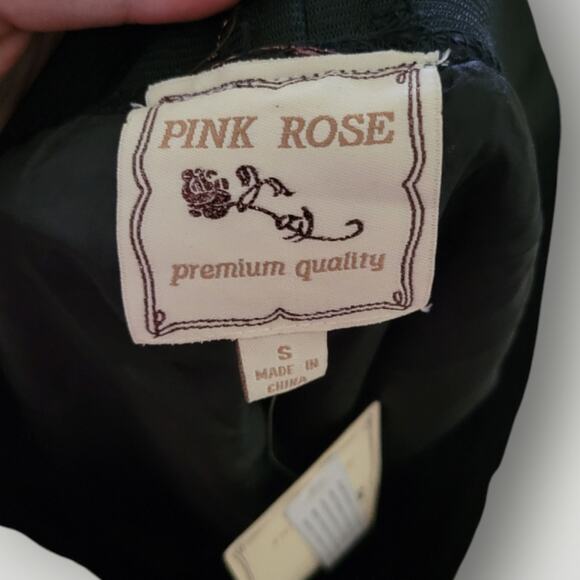 Pink Rose Black Sequin Skirt Size Small S Holiday New Years Party Elastic Band - Picture 6 of 6
